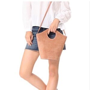 Elizabeth James Market Shopper pale pink bag purse mauve leather suede 2-way